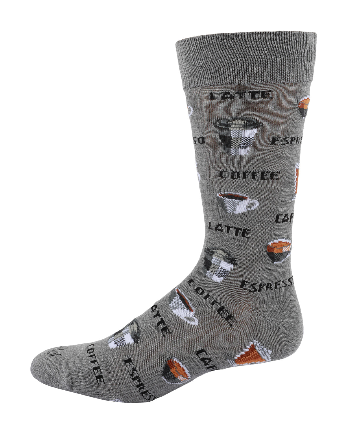 Coffee Time Men's Bamboo Blend Novelty Crew Sock : Color: Medium Gray Heather