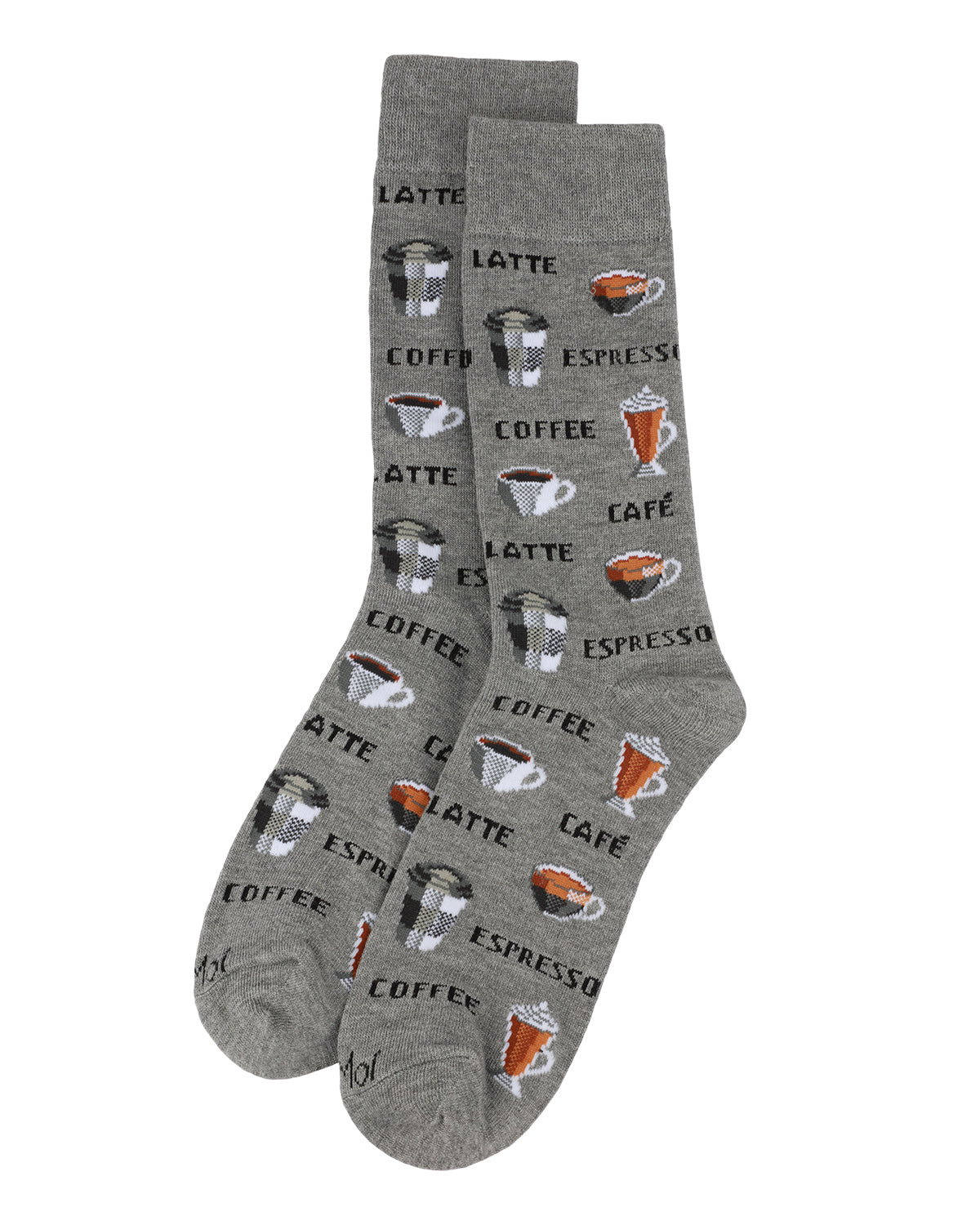 Coffee Time Men's Bamboo Blend Novelty Crew Sock : Color: Medium Gray Heather