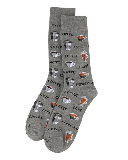 Coffee Time Men's Bamboo Blend Novelty Crew Sock : Color: Medium Gray Heather