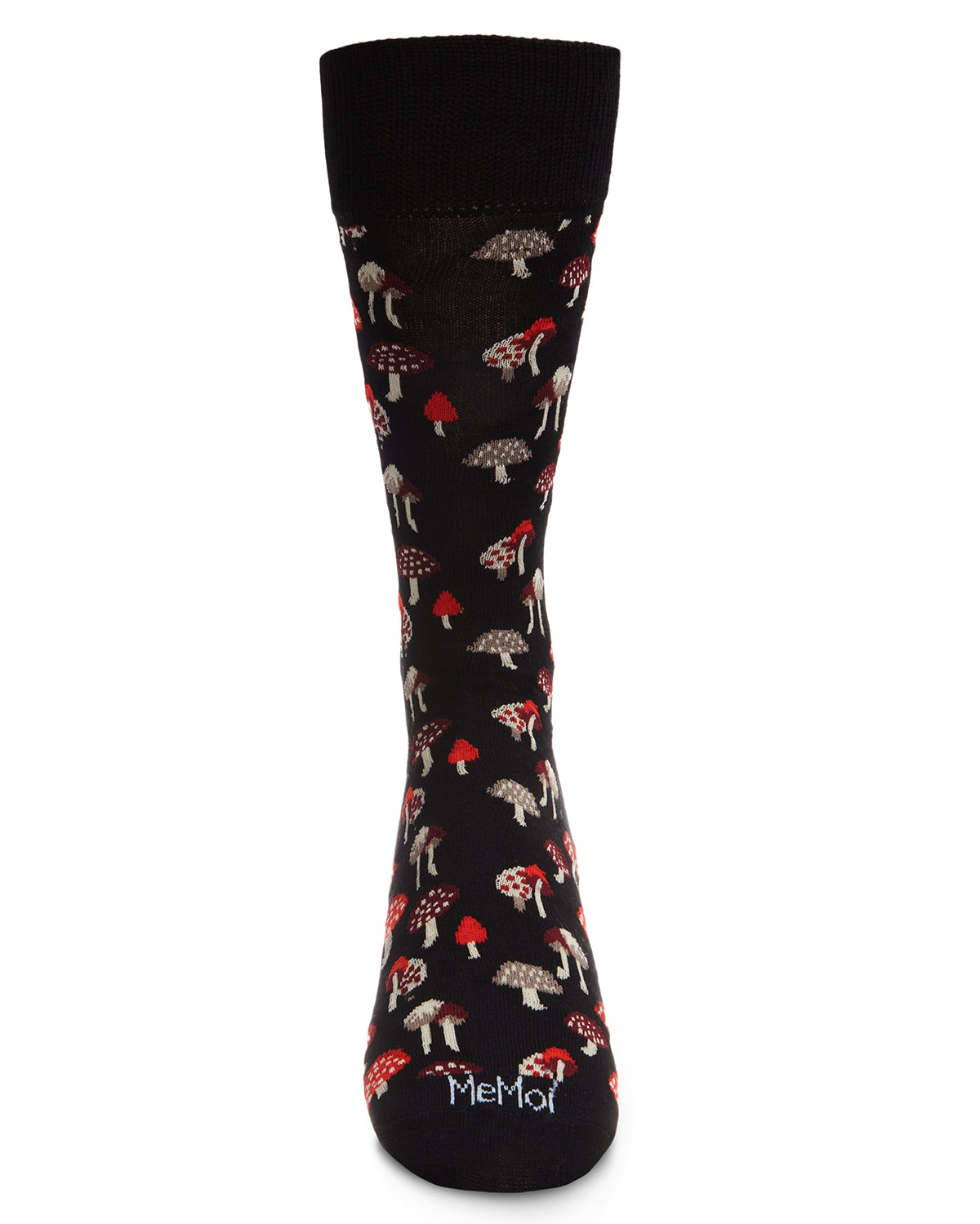 Men's Mushroom Fields Bamboo Blend Novelty Crew Sock : Color: Black