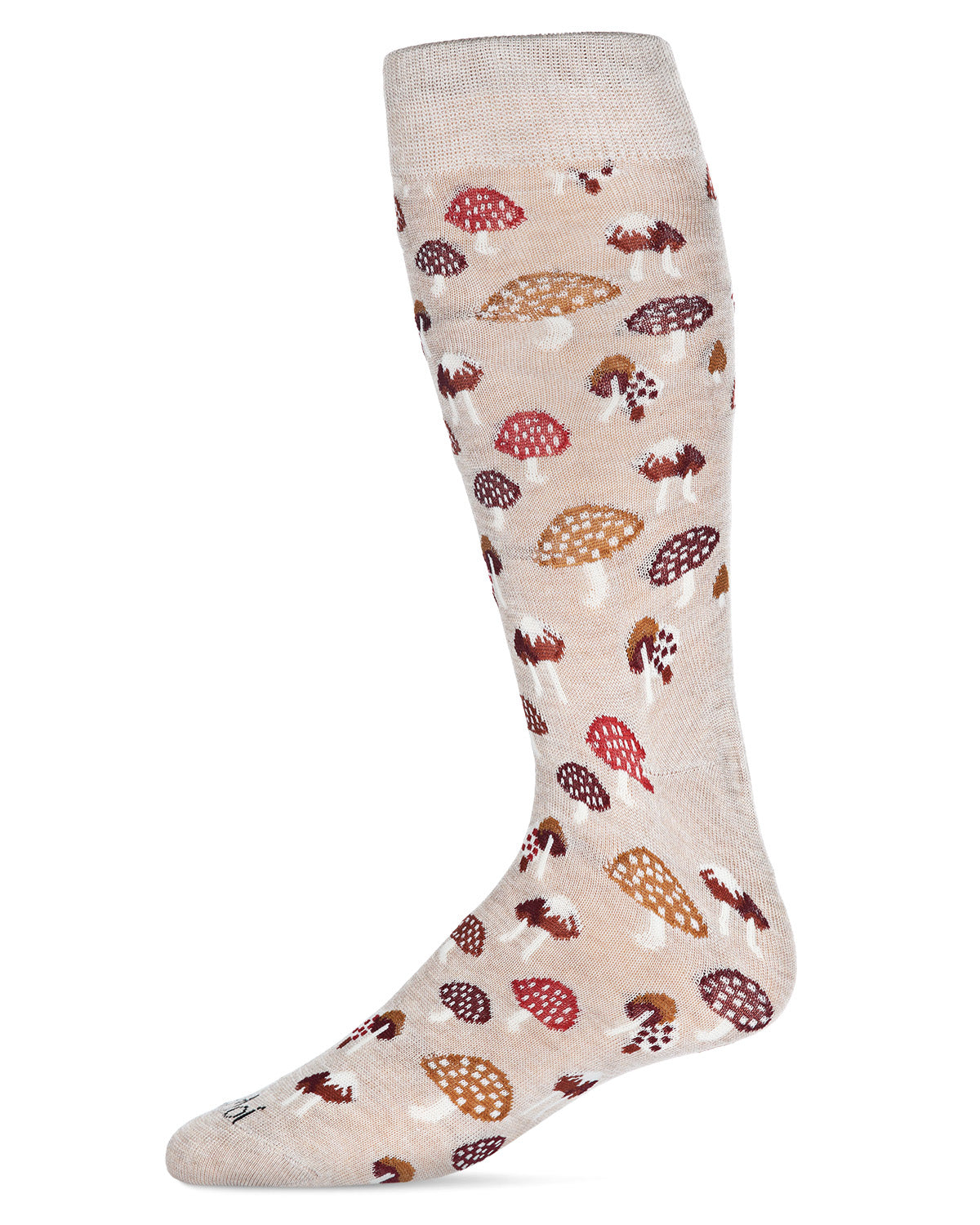 Men's Mushroom Fields Bamboo Blend Novelty Crew Sock : Color: Hemp Heather
