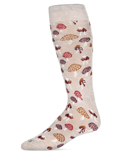 Men's Mushroom Fields Bamboo Blend Novelty Crew Sock : Color: Hemp Heather