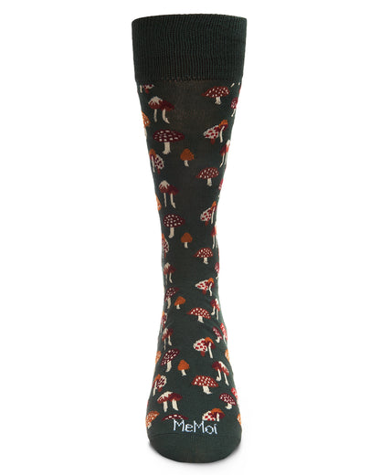Men's Mushroom Fields Bamboo Blend Novelty Crew Sock : Color: Rosin