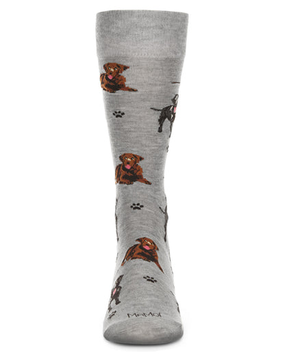 Men's Labrador Dogs Bamboo Crew Socks : Color: Light Gray Heather