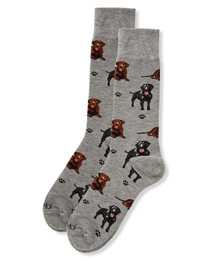 Men's Labrador Dogs Bamboo Crew Socks : Color: Light Gray Heather