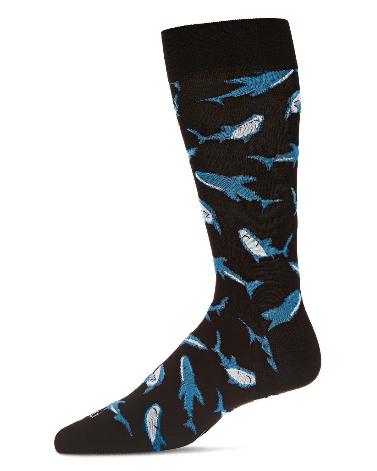 Men's Shark Attack Bamboo Crew Socks : Color: Black