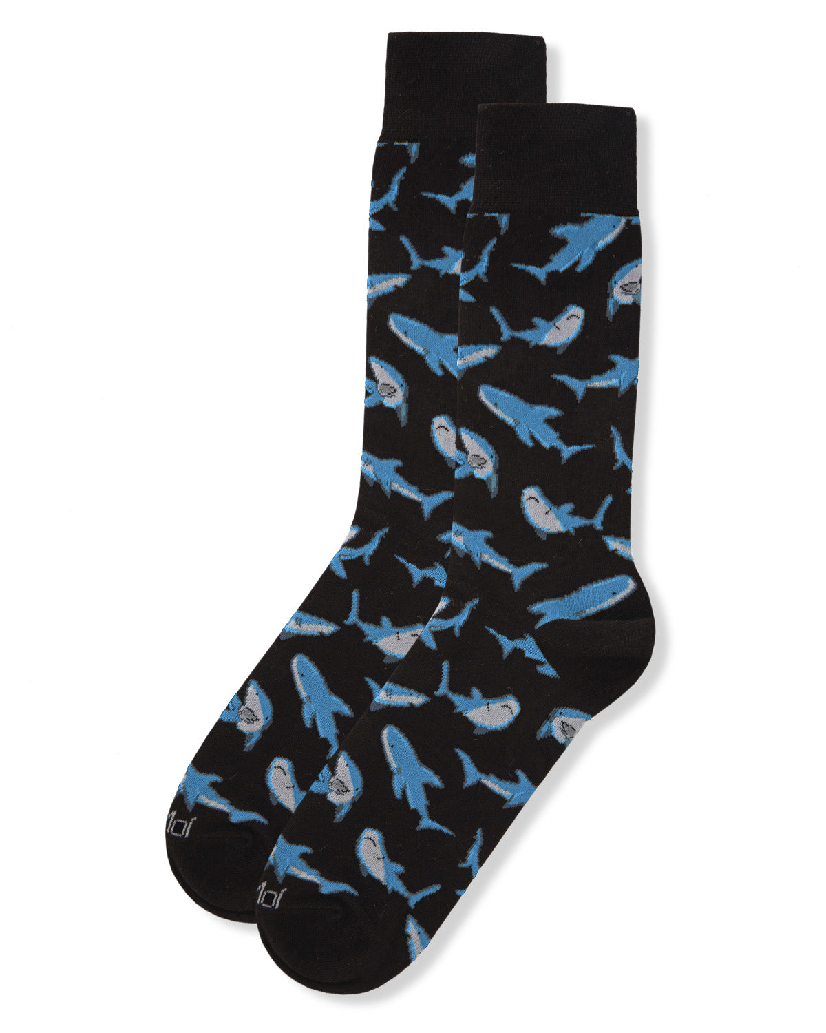 Men's Shark Attack Bamboo Crew Socks : Color: Black