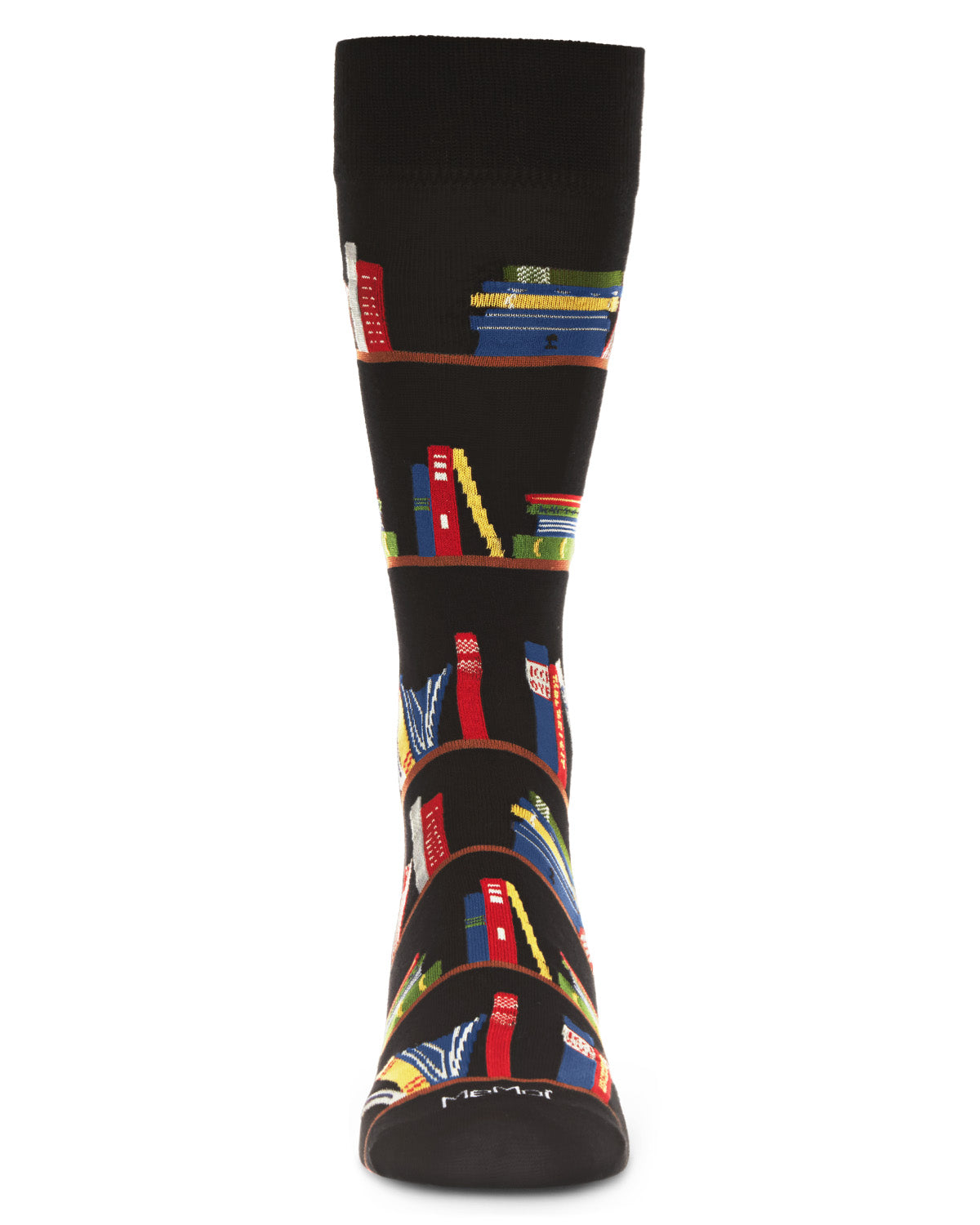Men's "Bookshelf" Rayon from Bamboo Blend Novelty Crew Sock : Color: Black