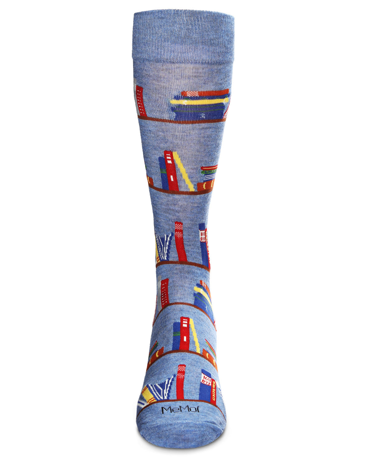 Men's "Bookshelf" Rayon from Bamboo Blend Novelty Crew Sock : Color: Denim Heather