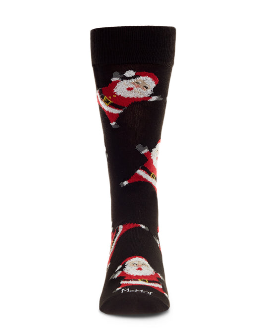 Men's All Over Santa Claus Holiday Novelty Crew Socks : Color: Black