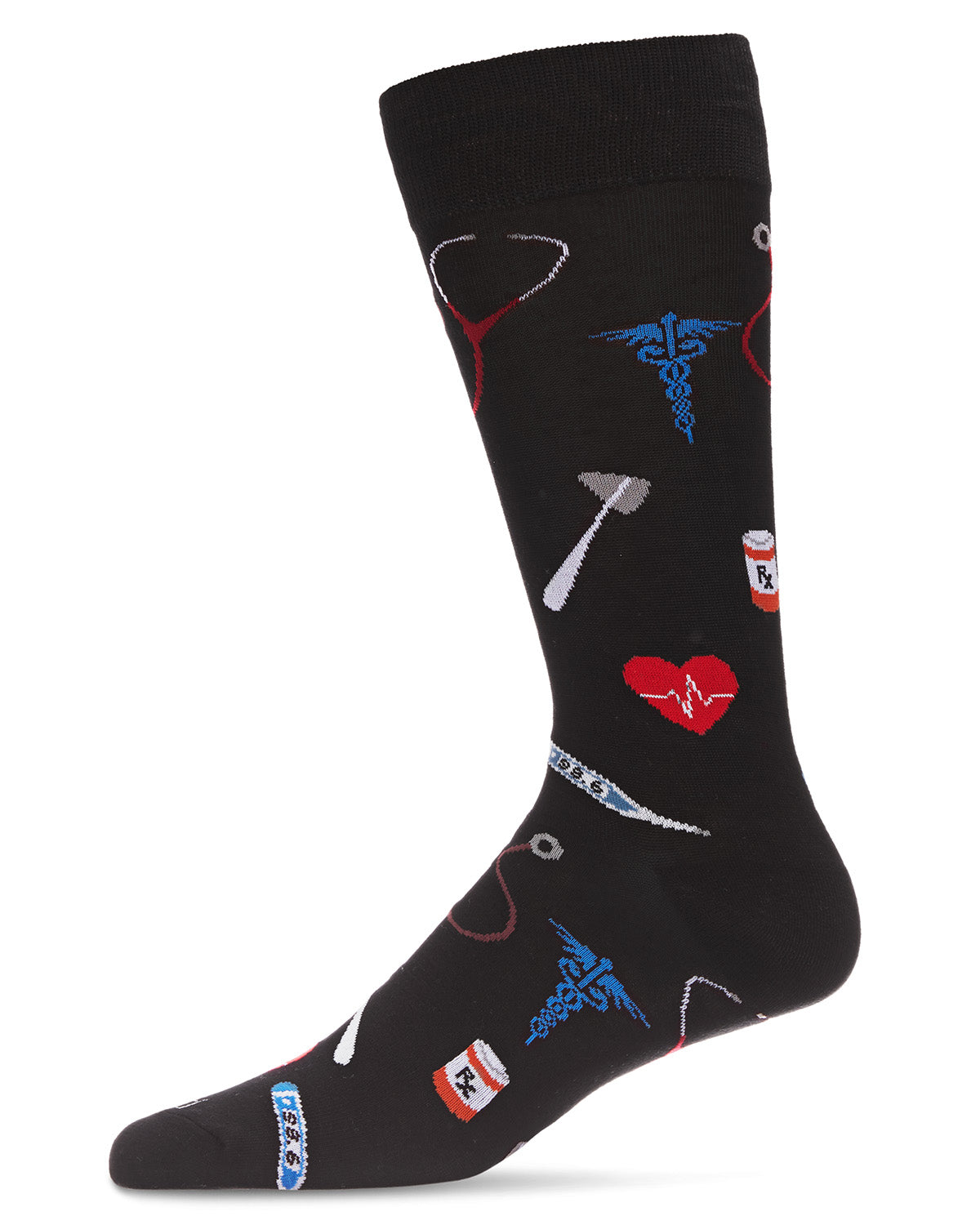 Men's Medical Doctor Bamboo Blend Novelty Crew Sock : Color: Black