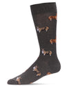 Men's Corgi Dog Crazy Bamboo Blend Novelty Crew Sock : Color: Charcoal Heather