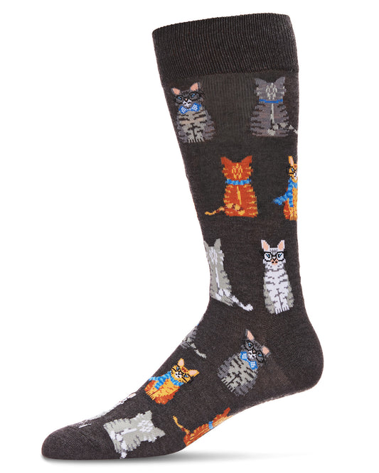 Cats Bamboo Men's Crew : Color: Charcoal Heather