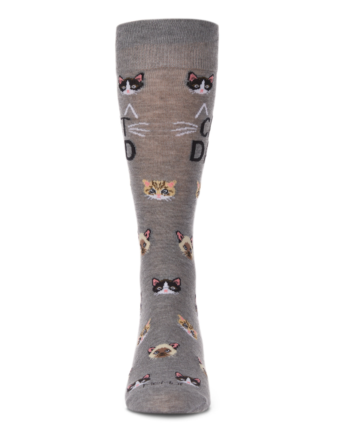 Men's "Cat Dad" Rayon from Bamboo Blend Novelty Crew Sock : Color: Med Gray Heather