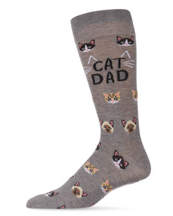 Men's Crazy Cat Dad Bamboo Blend Novelty Crew Sock