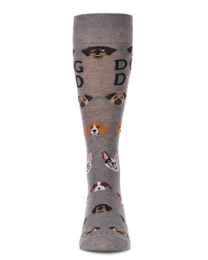 Men's Best Dog Dad Bamboo Blend Novelty Crew Sock : Color: Med Gray Heather