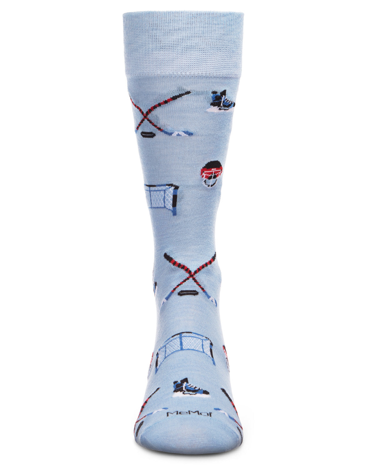 Men's "Hockey Lovers" Rayon from Bamboo Blend Novelty Crew Sock : Color: Light Blue