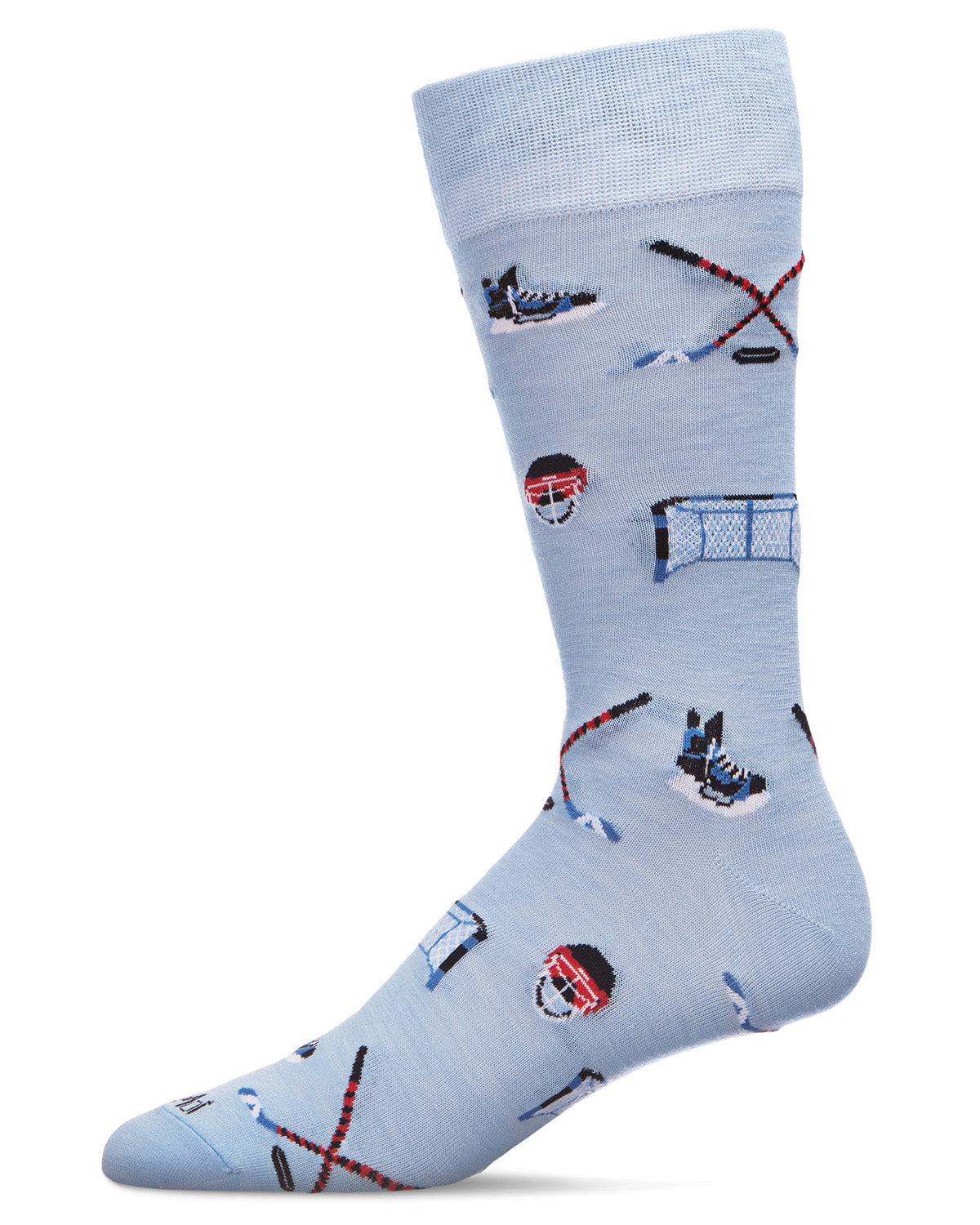 Men's "Hockey Lovers" Rayon from Bamboo Blend Novelty Crew Sock : Color: Light Blue