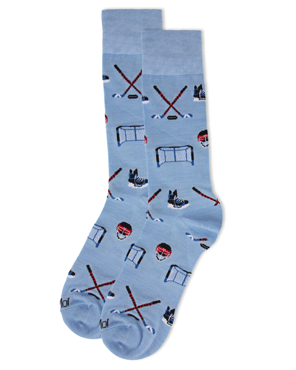 Men's "Hockey Lovers" Rayon from Bamboo Blend Novelty Crew Sock : Color: Light Blue