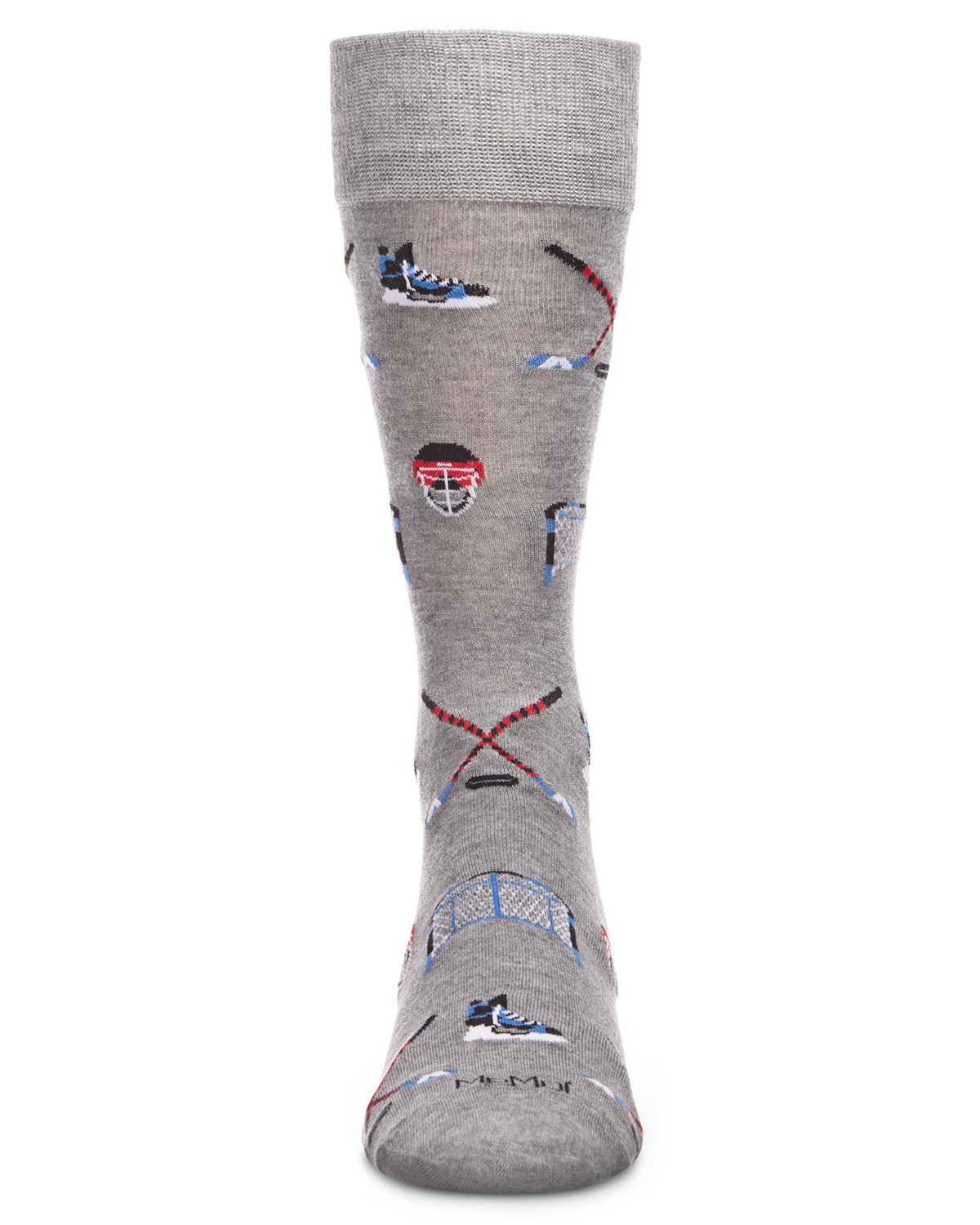 Men's "Hockey Lovers" Rayon from Bamboo Blend Novelty Crew Sock : Color: Med Gray Heather