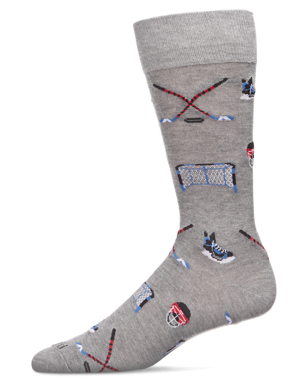 Men's "Hockey Lovers" Rayon from Bamboo Blend Novelty Crew Sock : Color: Med Gray Heather