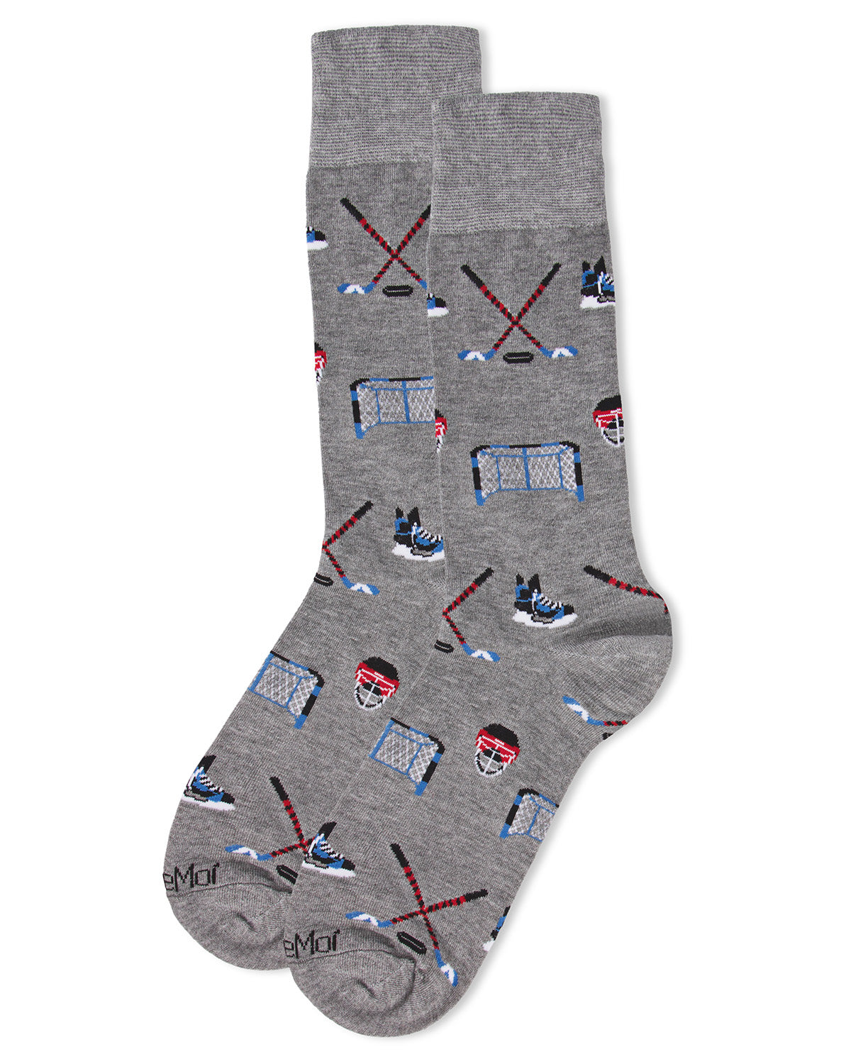 Men's "Hockey Lovers" Rayon from Bamboo Blend Novelty Crew Sock : Color: Med Gray Heather
