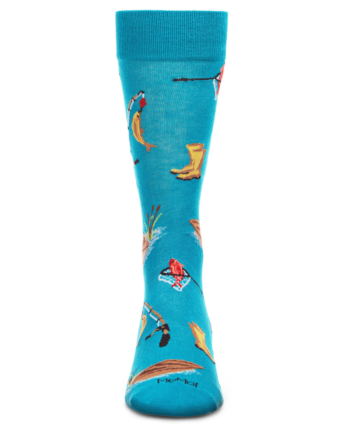 Men's It's Fishing Time Bamboo Blend Novelty Crew Sock : Color: Capri Breeze