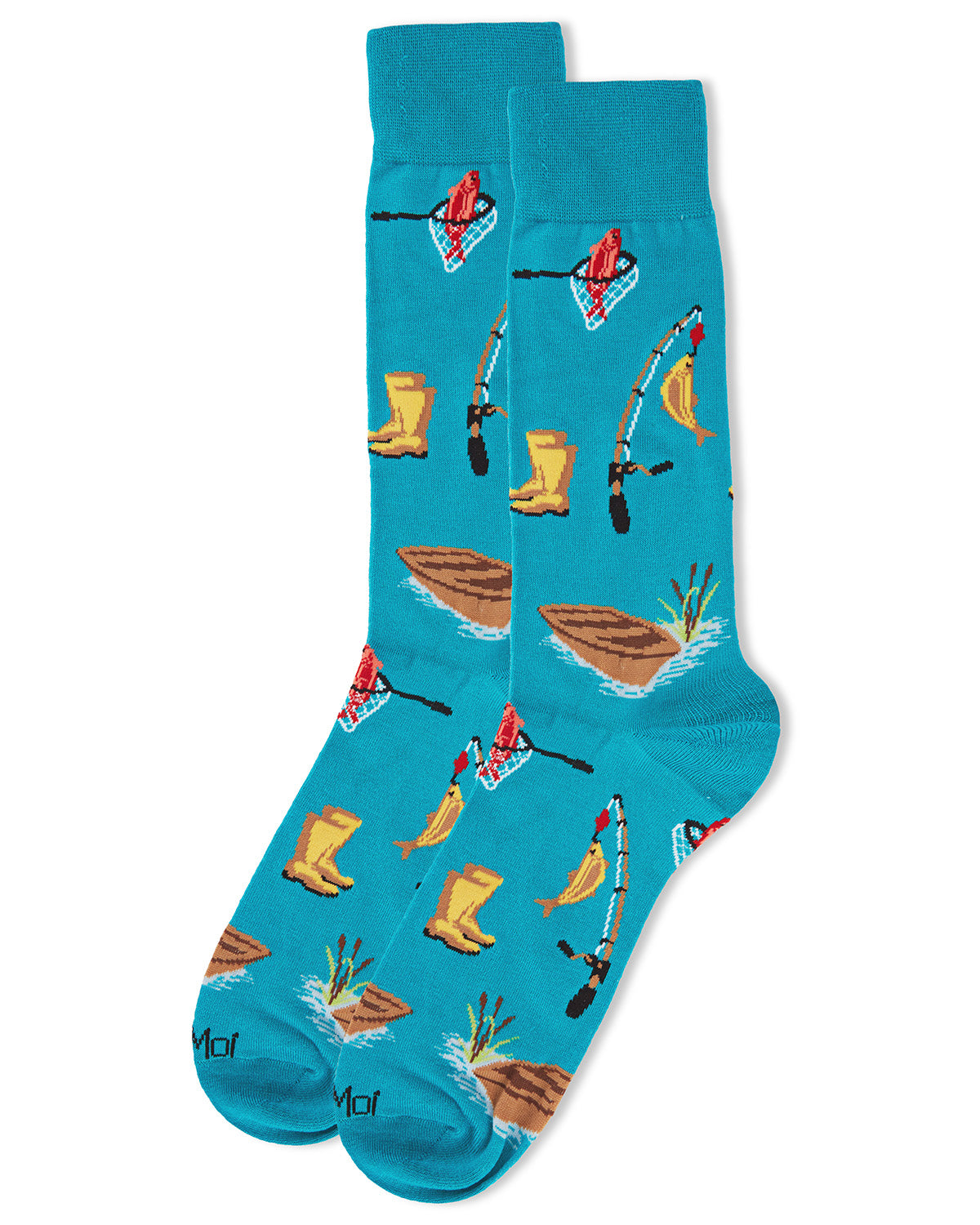 Men's It's Fishing Time Bamboo Blend Novelty Crew Sock : Color: Capri Breeze