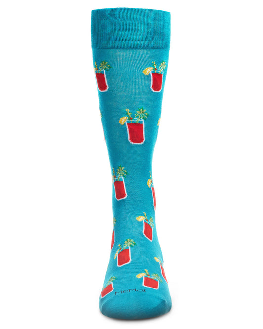 Men's Bloody Mary's Bamboo Blend Novelty Crew Sock : Color: Capri Breeze