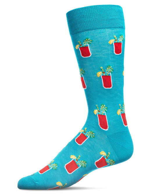 Men's Bloody Mary's Bamboo Blend Novelty Crew Sock : Color: Capri Breeze