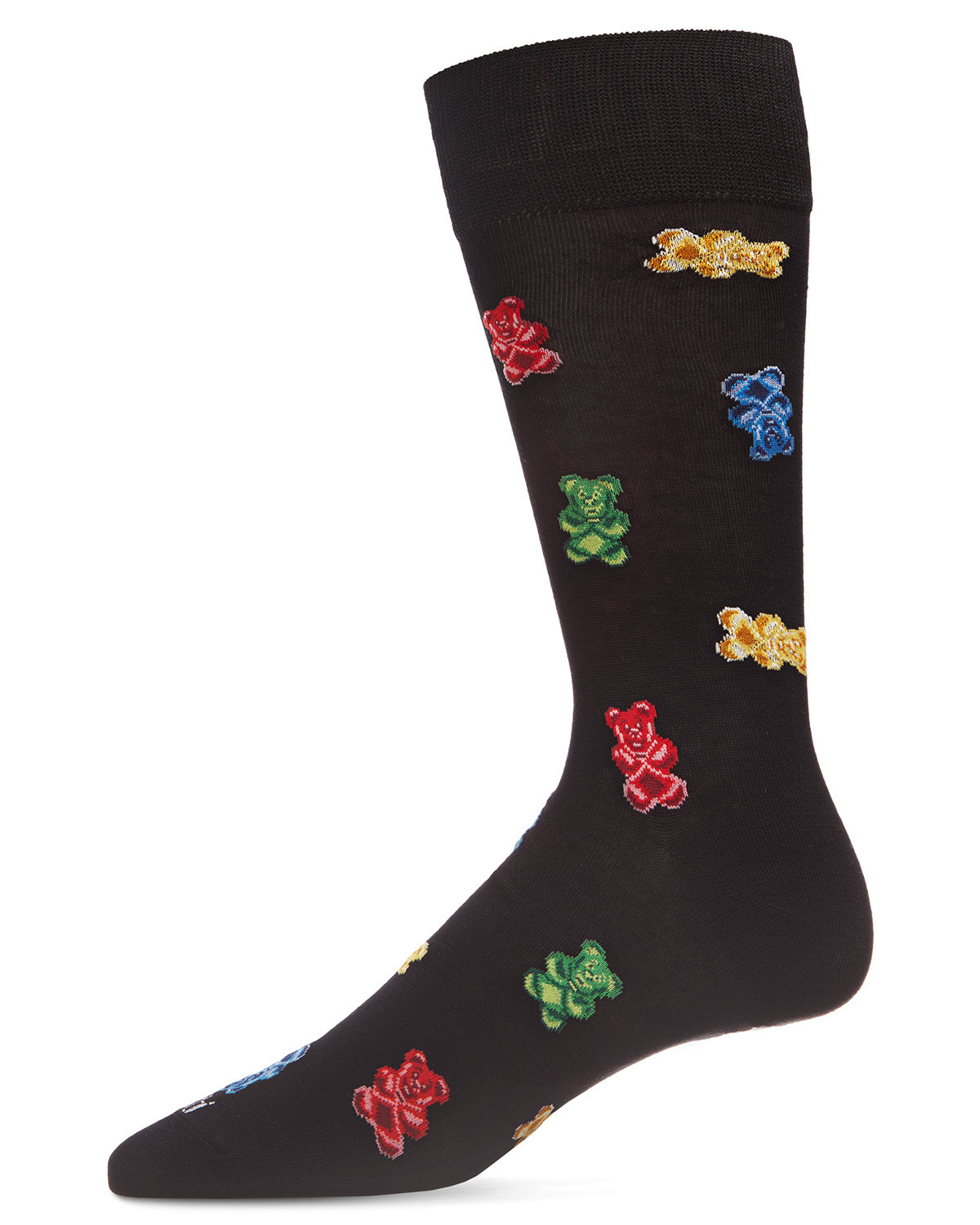 Men's Yummy Gummy Bears Bamboo Blend Novelty Crew Sock : Color: Black