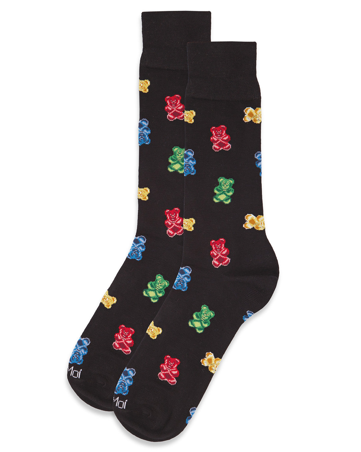 Men's Yummy Gummy Bears Bamboo Blend Novelty Crew Sock : Color: Black