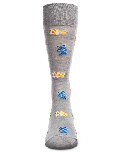 Men's Yummy Gummy Bears Bamboo Blend Novelty Crew Sock : Color: Med Gray Heather