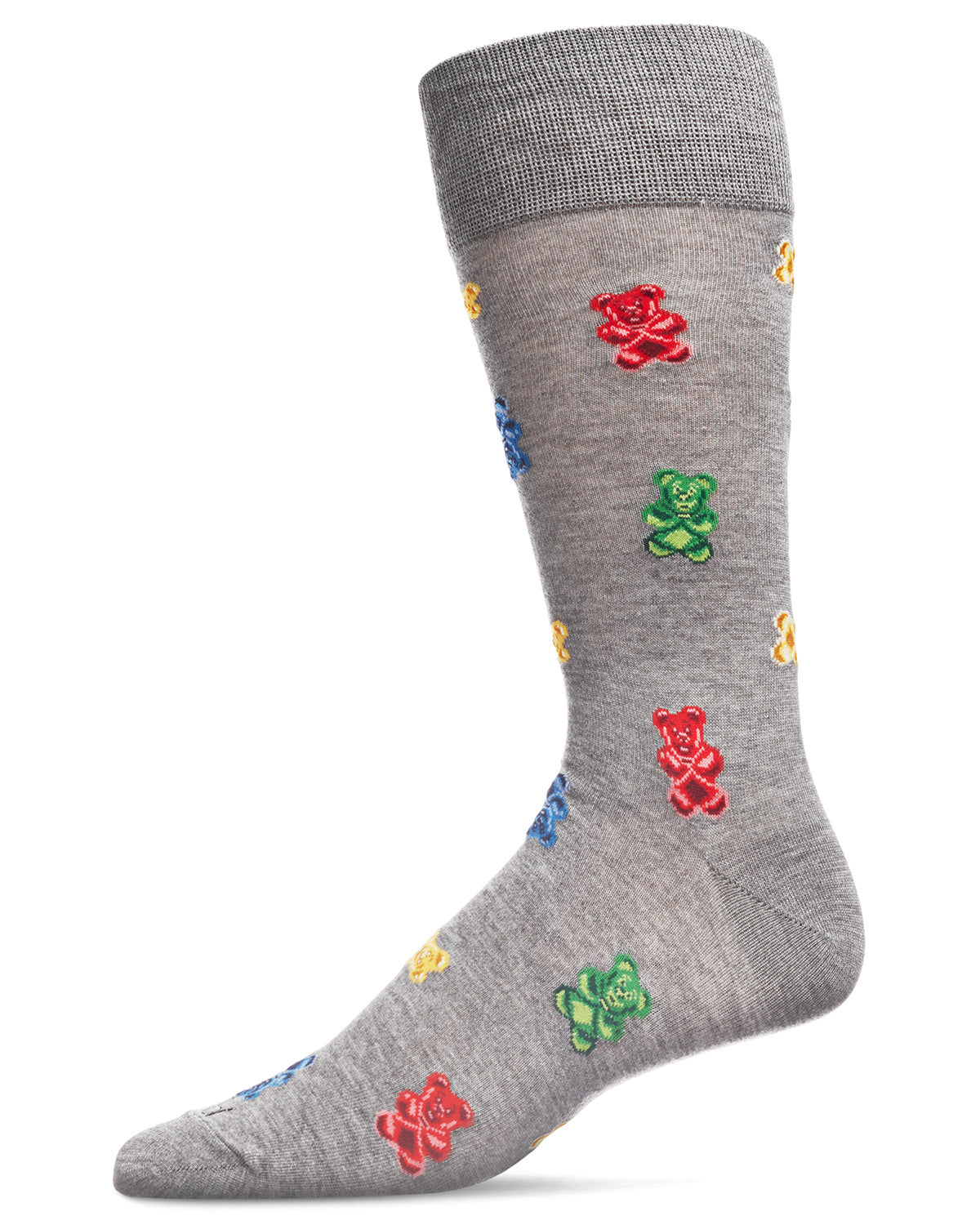 Men's Yummy Gummy Bears Bamboo Blend Novelty Crew Sock : Color: Med Gray Heather