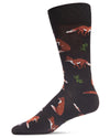 Men's Fantastic Foxes Bamboo Blend Novelty Crew Sock : Color: Black