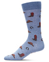 Men's Rodeo Cowboy Bamboo Blend Novelty Crew Sock : Color: Denim Heather