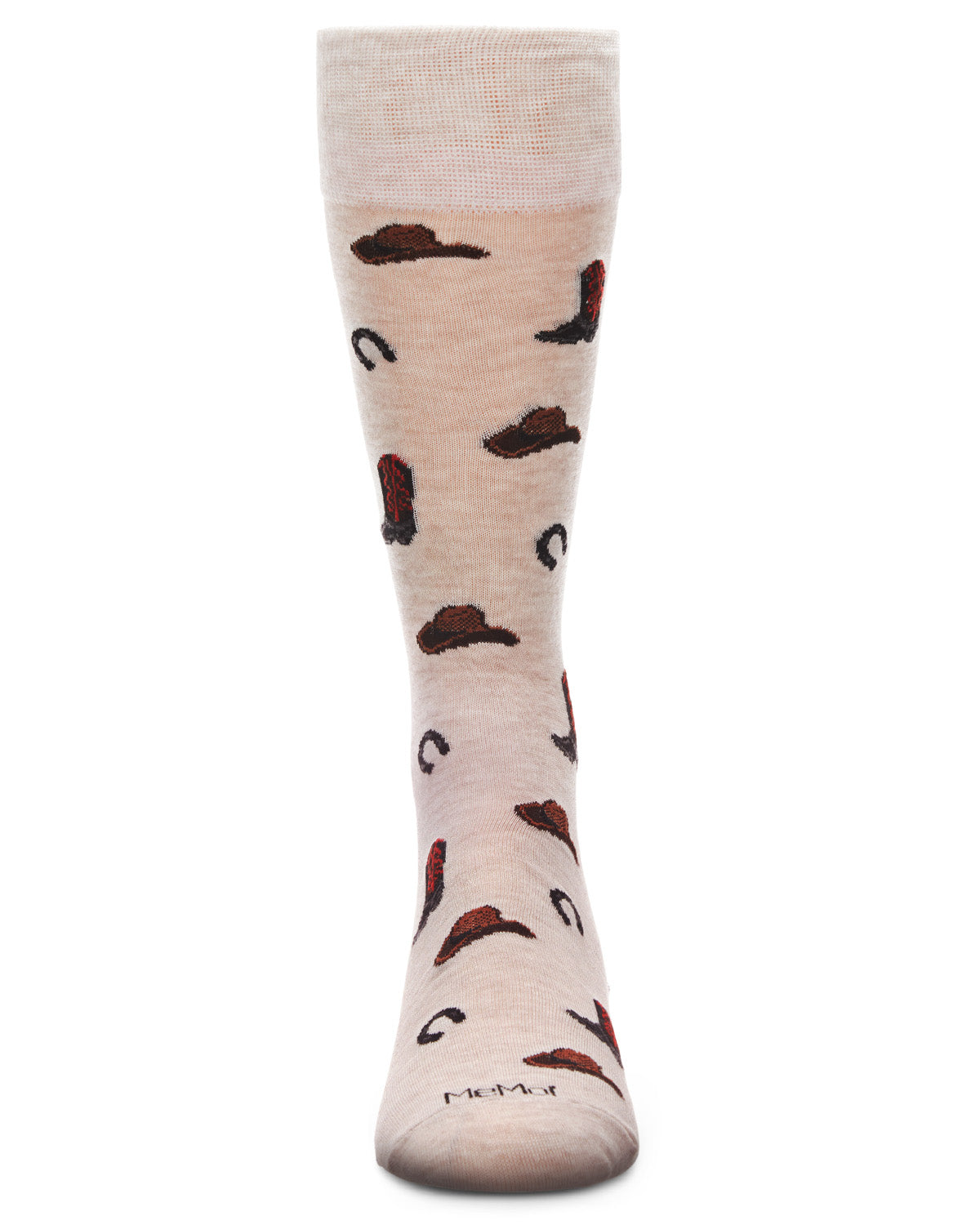 Men's Rodeo Cowboy Bamboo Blend Novelty Crew Sock : Color: Ivory