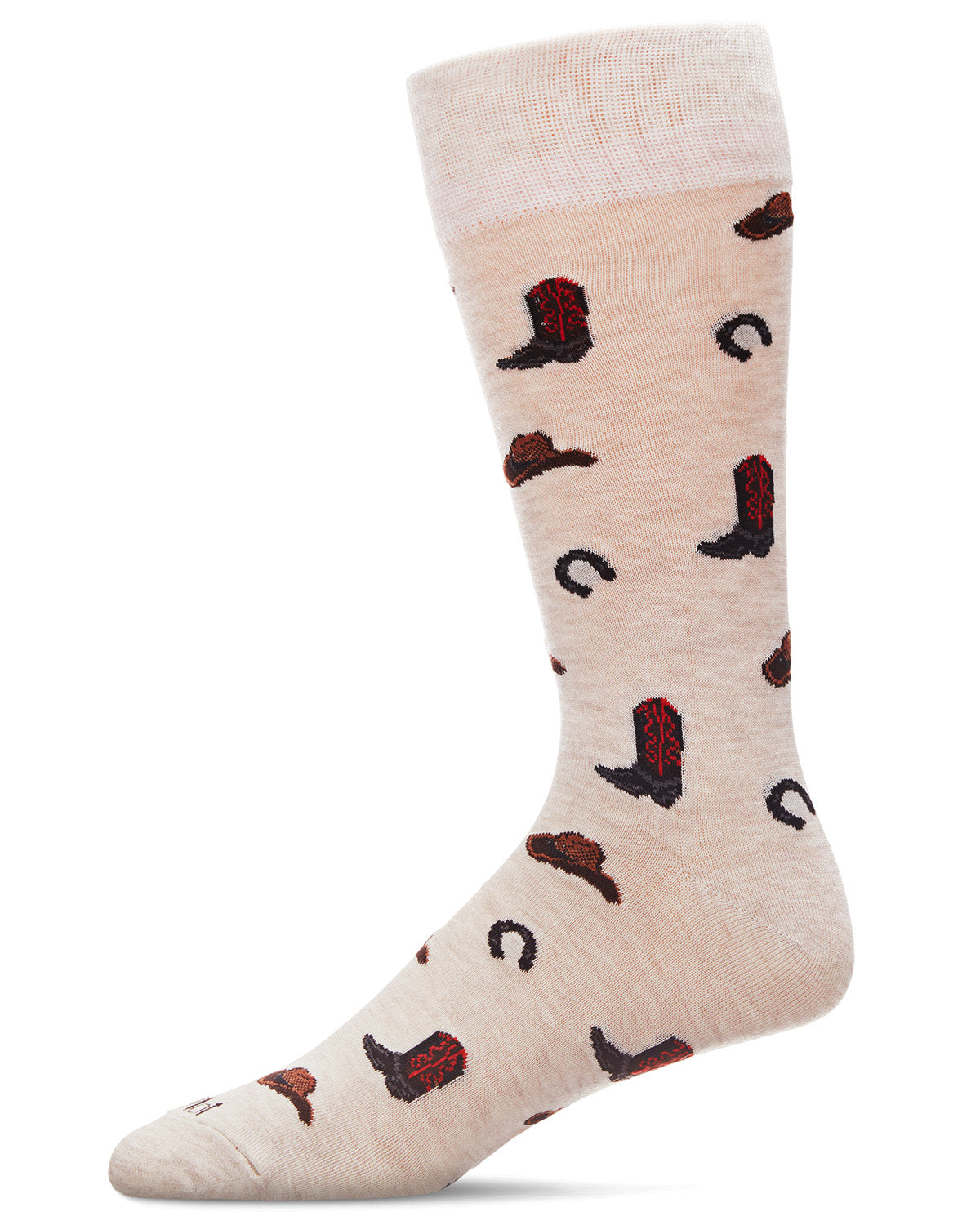 Men's Rodeo Cowboy Bamboo Blend Novelty Crew Sock : Color: Ivory