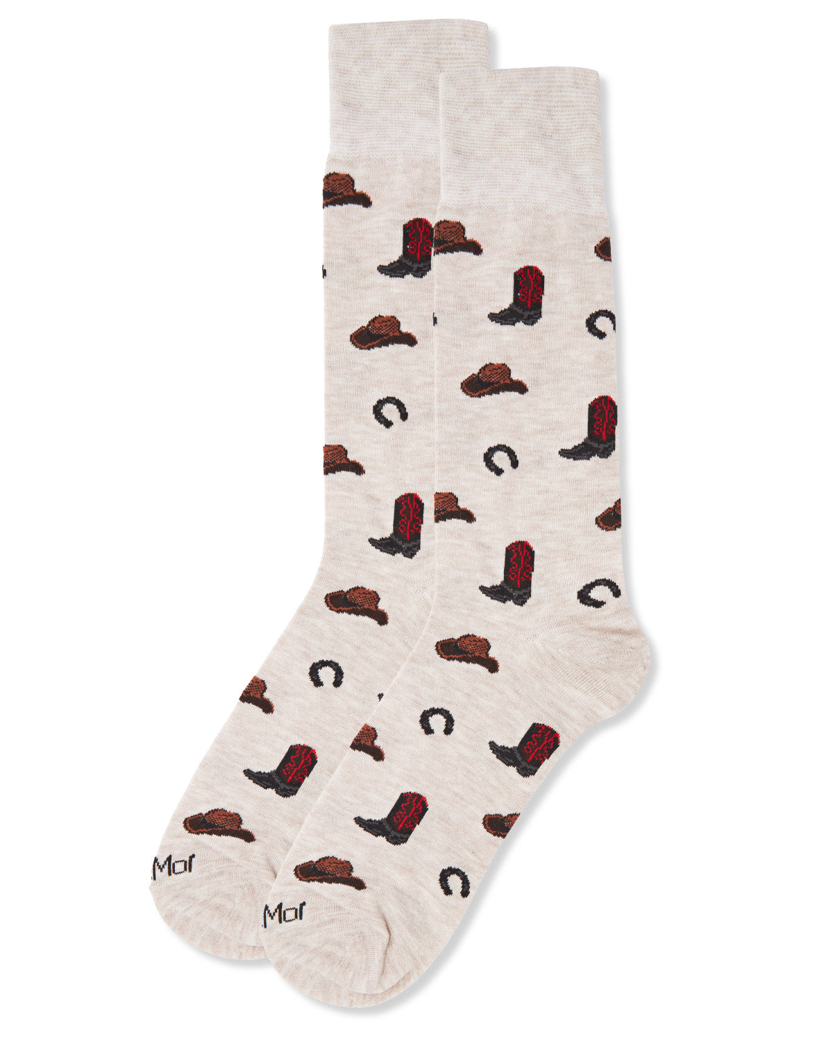 Men's Rodeo Cowboy Bamboo Blend Novelty Crew Sock : Color: Ivory