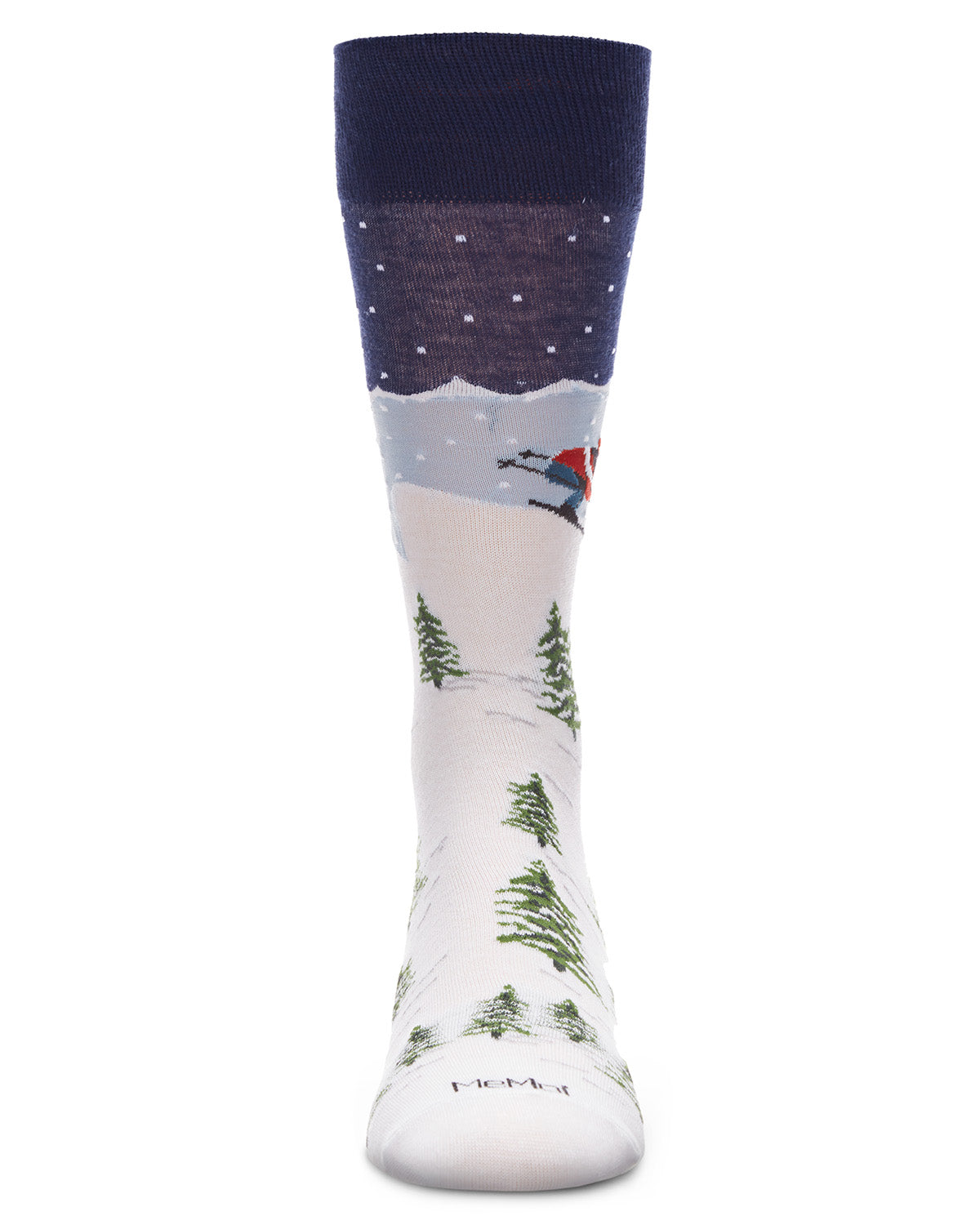 Men's Mountain Skier Bamboo Blend Novelty Crew Sock : Color: Navy Blazer