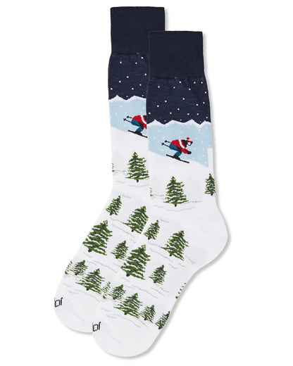 Men's Mountain Skier Bamboo Blend Novelty Crew Sock : Color: Navy Blazer