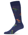 Men's Skiing and Skating Dinosaurs Bamboo Blend Novelty Crew Sock : Color: Navy Blazer