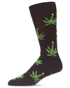 Men's Marijuana Leaf Trees Holiday Novelty Crew Sock : Color: Black