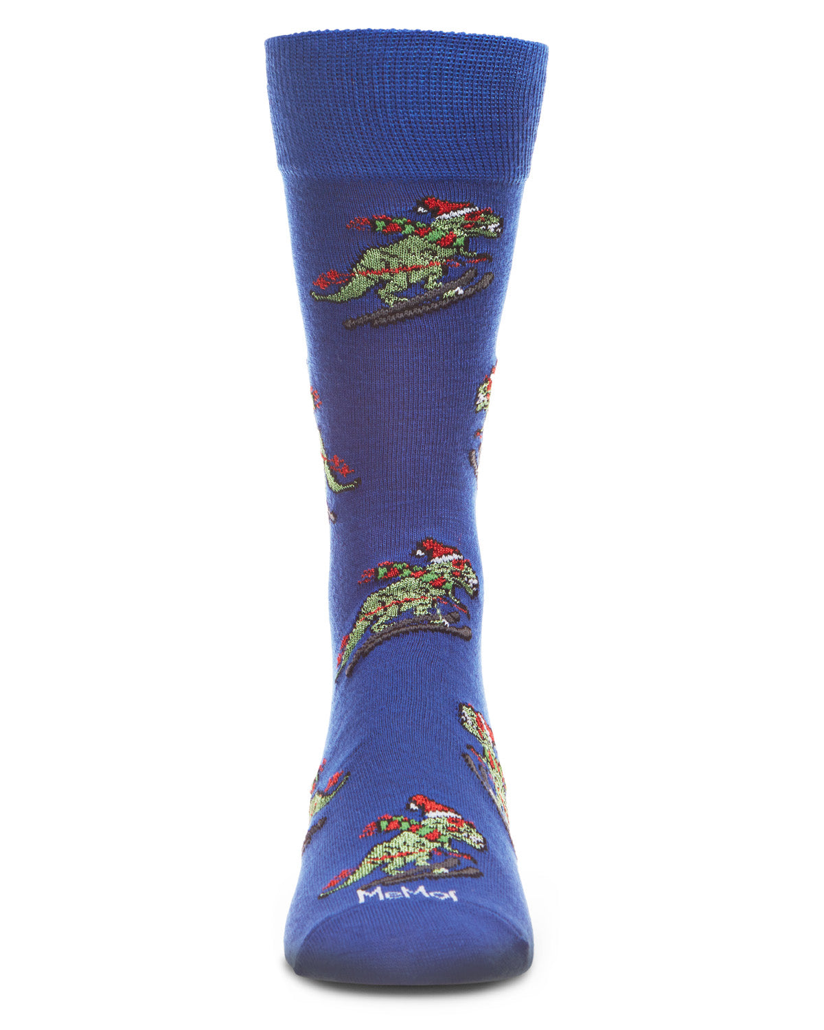 Men's Skiing Winter Dinos Holiday Novelty Crew Sock : Color: Royal Blue