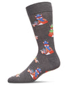 Men's Festive Foxes with Boxes Holiday Novelty Crew Socks : Color: Dark Gray Heather