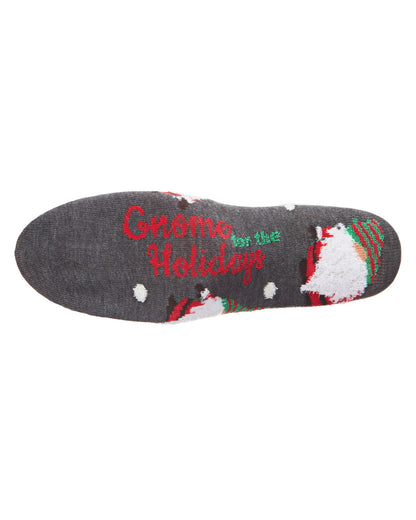 Men's "Gnome For The Holidays" Christmas Novelty Crew Sock : Color: Dark Gray Heather
