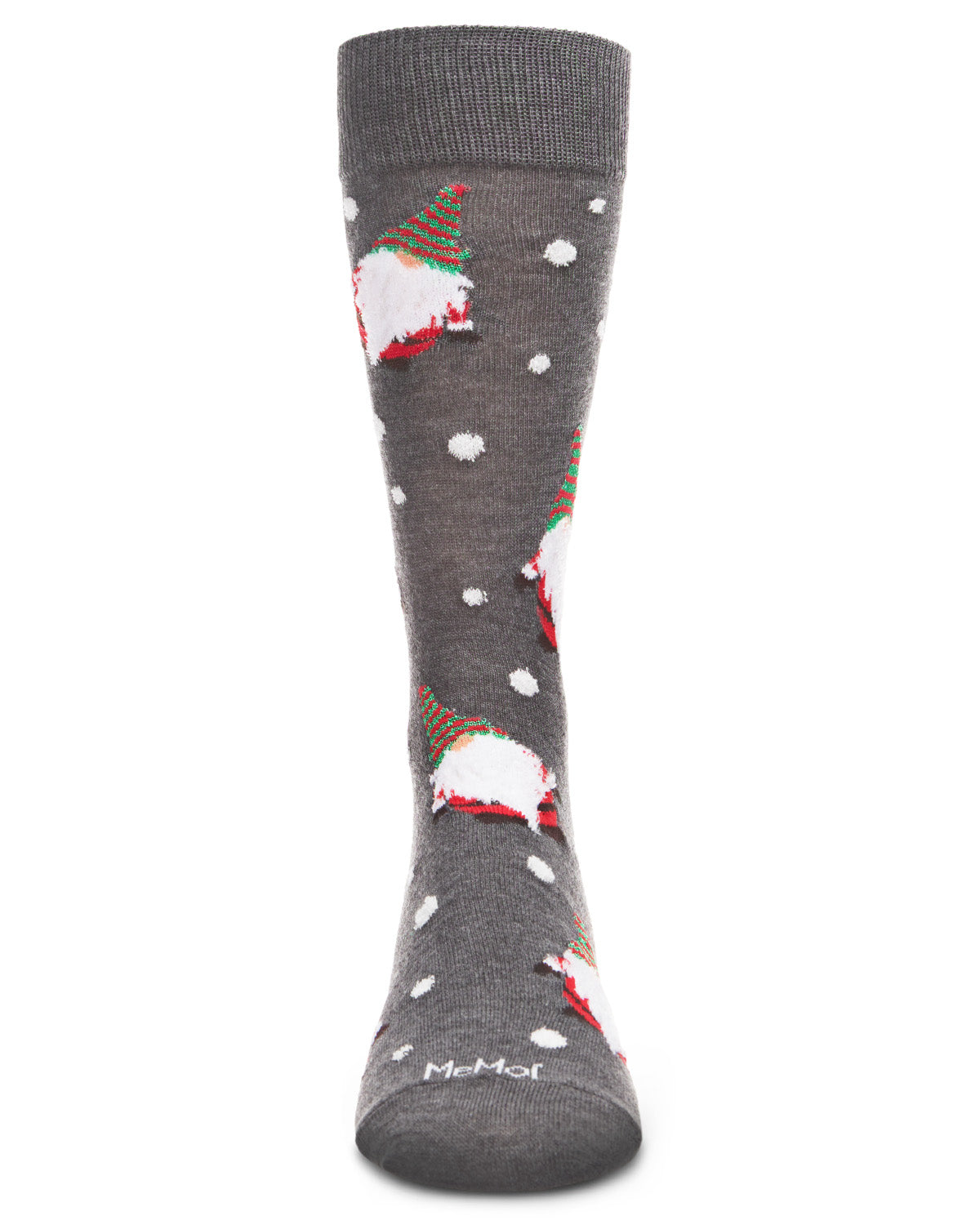 Men's "Gnome For The Holidays" Christmas Novelty Crew Sock : Color: Dark Gray Heather