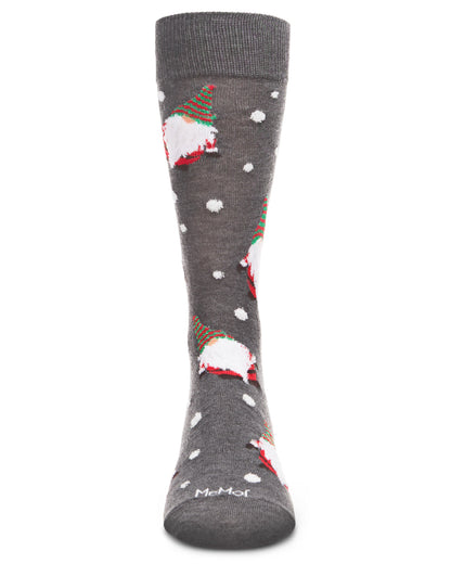 Men's "Gnome For The Holidays" Christmas Novelty Crew Sock : Color: Dark Gray Heather