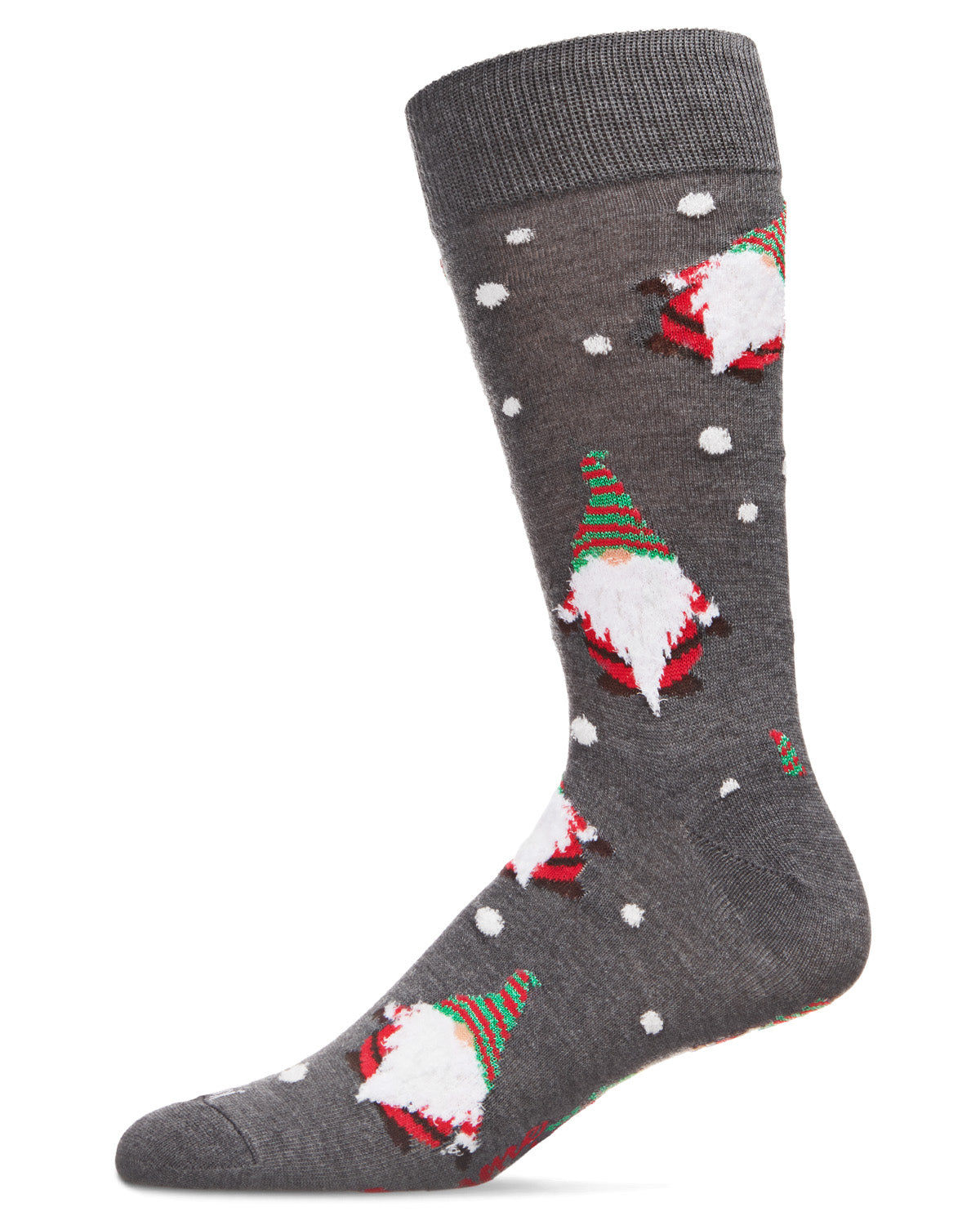 Men's "Gnome For The Holidays" Christmas Novelty Crew Sock : Color: Dark Gray Heather