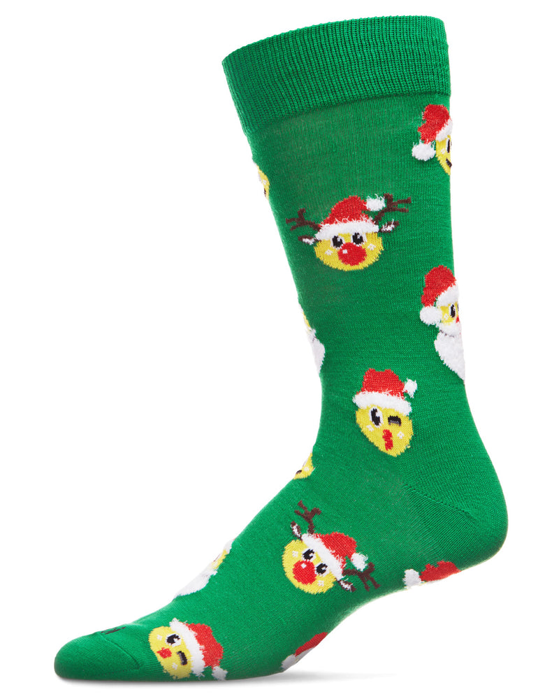 Men's Smiley Face Santa Holiday Novelty Crew Socks